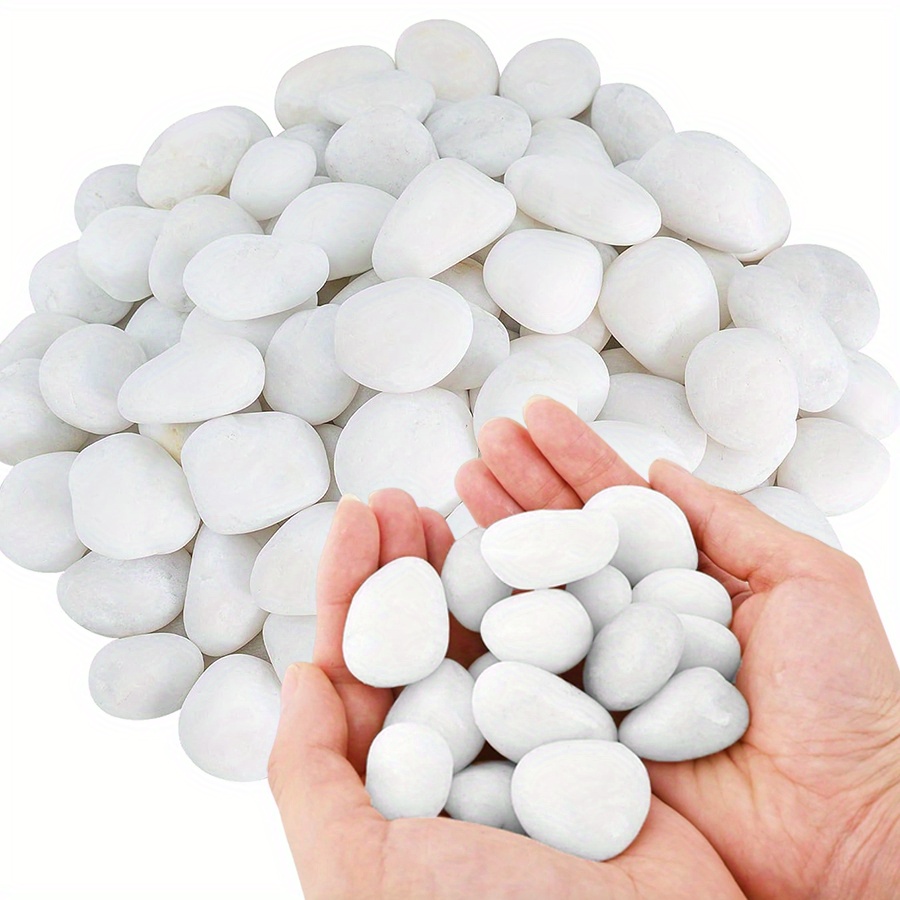 Aquarium Plants - 200/400g White High Polished Natural Pebbles