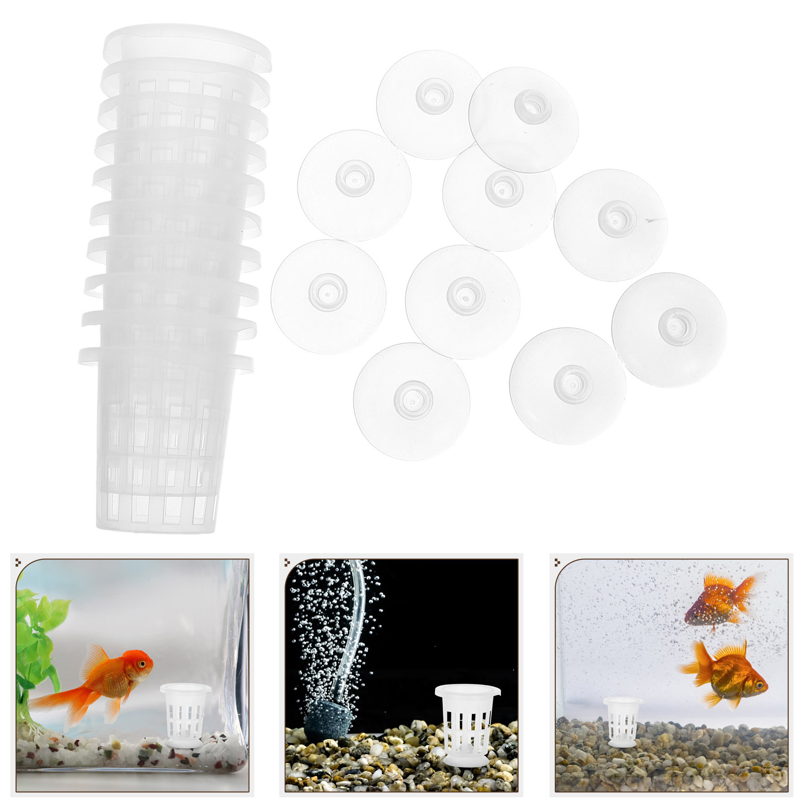 Aquarium Plants - 1Set Hydroponic Net Pot with Suction