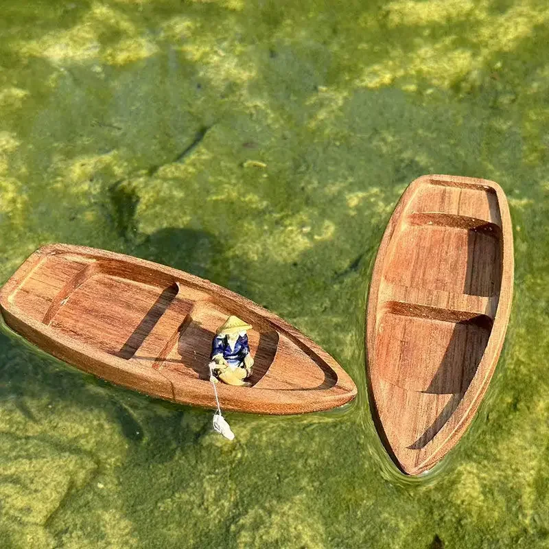 Aquarium Planted Seeds - Handmade Wooden Boat Mini Floating Boat